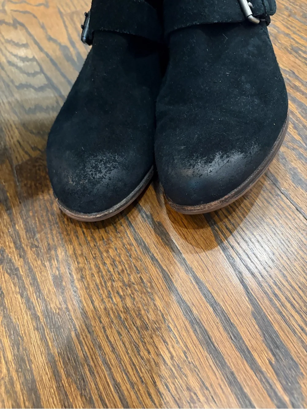 UGG Cydnee Black Suede Leather Buckle Shearling Lined Riding Campus Boots